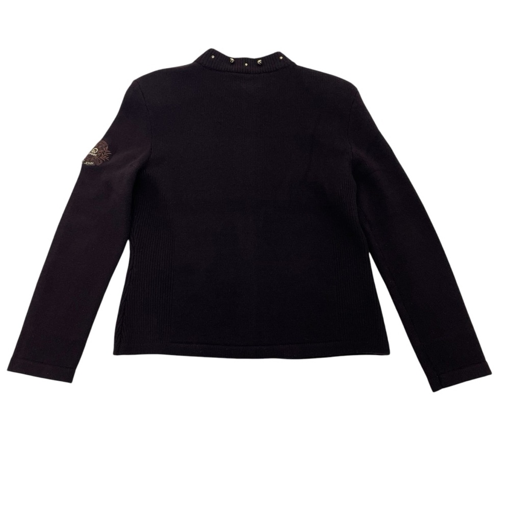 St. John Cashmere Fur Trimmed Sweater Small Brown - Picture 12 of 16